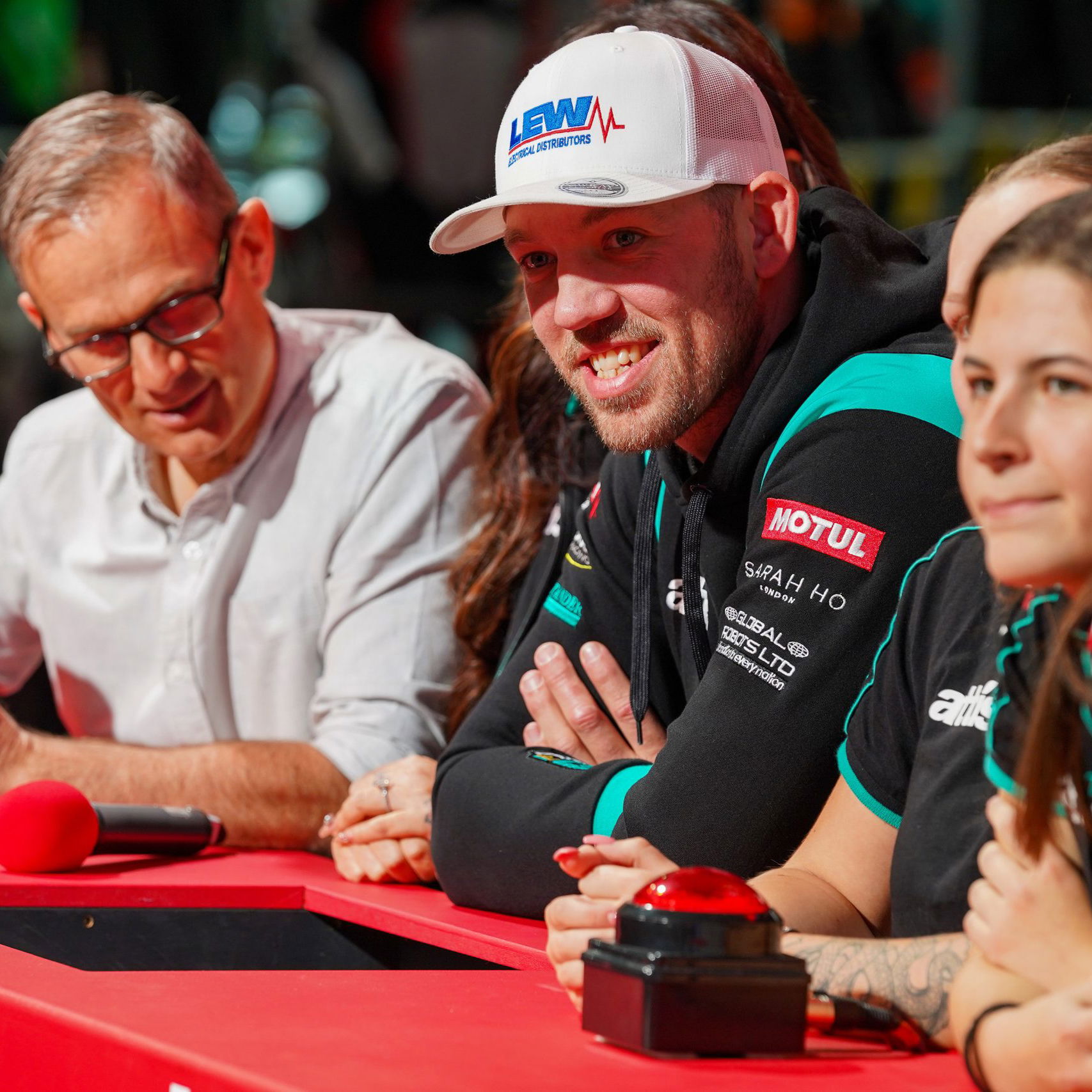 Peter Hickman and Jamie Whitham taking part in a Q&A at Motorcycle Live